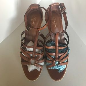 COACH sandal heels. Color Tan. Size 10. New.